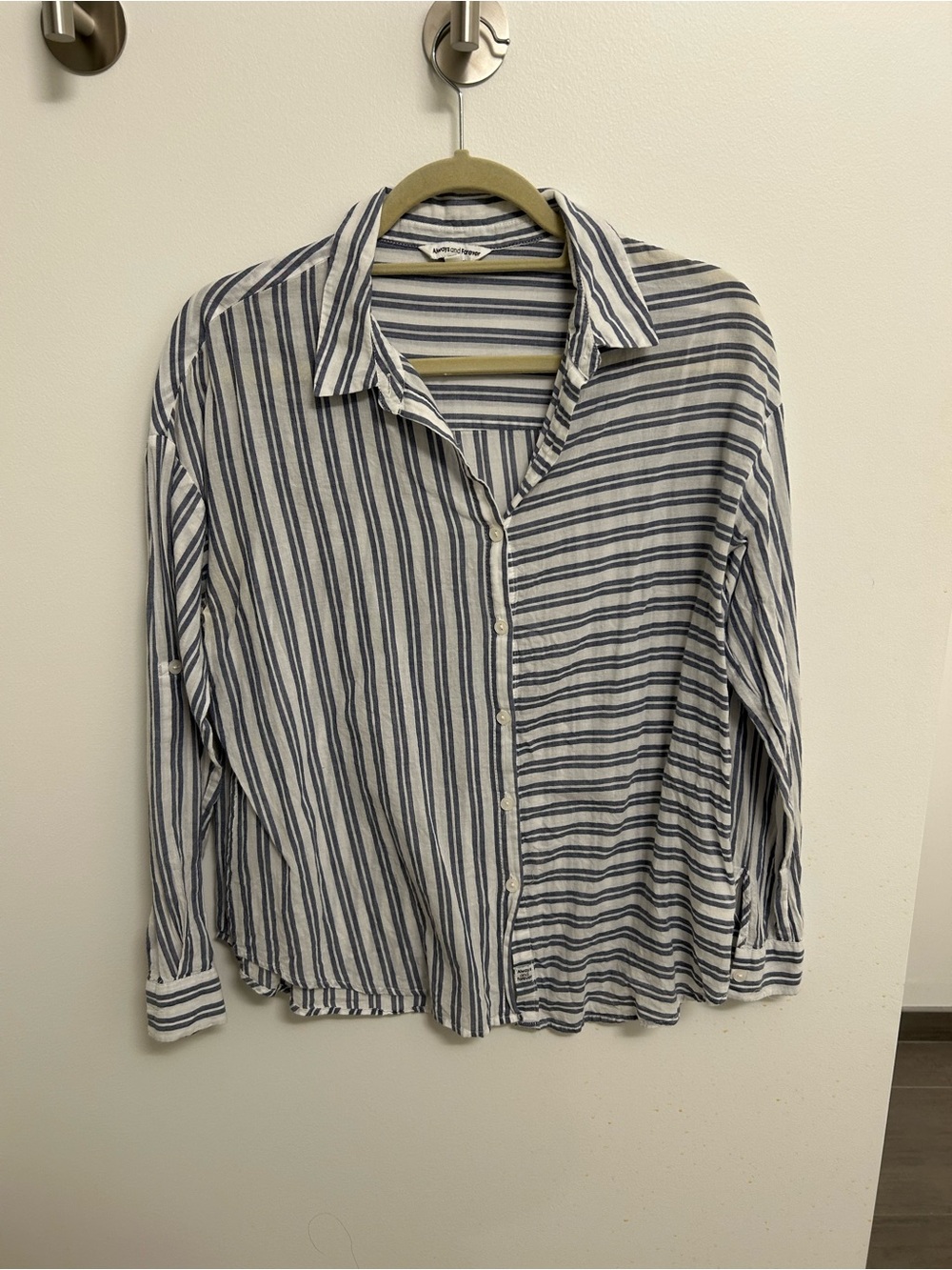 Always and Forever Striped Button-Front Shirt - Blue & White